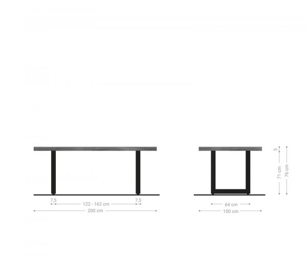 Jídelní stůl Edge 200x100 XL akácie hnědá nerezová ocel široká - Image 6