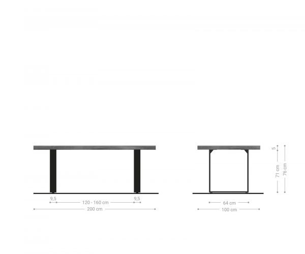 Jídelní stůl Edge 200x100 XL akácie hnědá nerezová ocel úzká - Image 6
