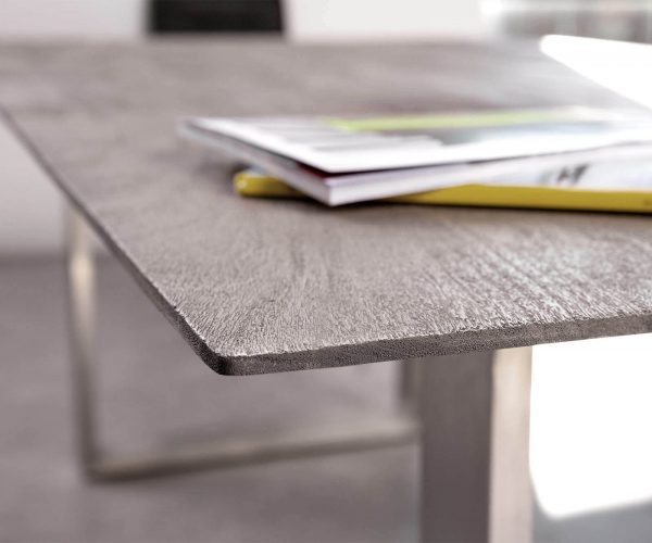 Jídelní stůl Edge 200x100 akácie platina nerezová ocel úzká švýcarská hrana - Image 7