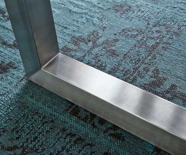 Jídelní stůl Edge 140x90 XL přírodní sheesham nerezová ocel široká - Image 8