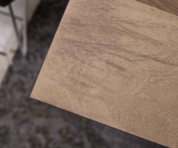 Jídelní stůl Edge 200x100 sheesham přírodní nerezová ocel široká podnož švýcarská hrana - Image 6