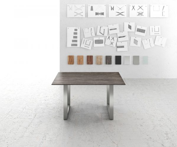 Jídelní stůl Edge 140x90 akácie platina nerezová ocel široká švýcarská hrana - Image 2
