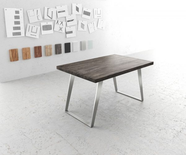 Jídelní stůl Edge 140x90 XL akácie platina nerezová ocel šikmá