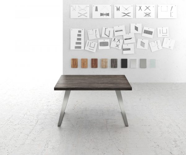 Jídelní stůl Edge 140x90 XL akácie platina nerezová ocel šikmá - Image 2