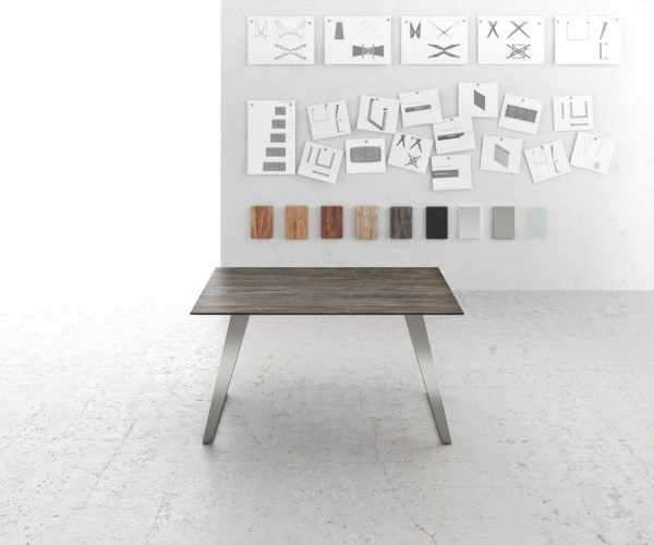 Jídelní stůl Edge 140x90 akácie platina nerezová ocel šikmá podnož švýcarská hrana - Image 2