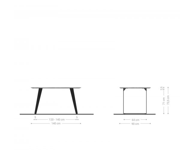 Jídelní stůl Edge 140x90 akácie platina nerezová ocel šikmá podnož švýcarská hrana - Image 6