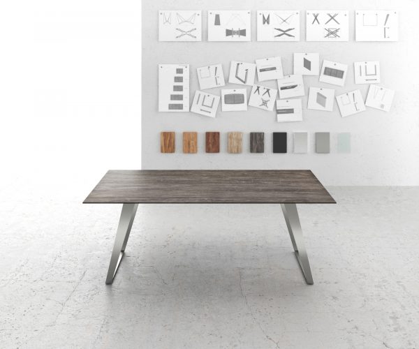 Jídelní stůl Edge 200x100 akácie platina nerezová ocel šikmá podnož švýcarská hrana - Image 2