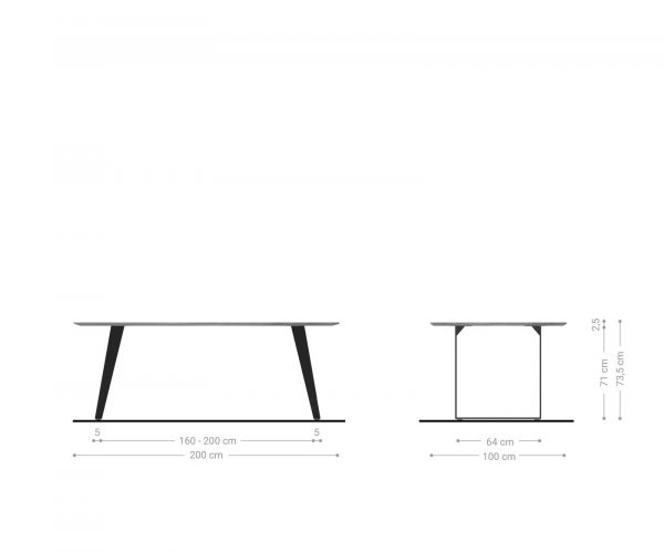 Jídelní stůl Edge 200x100 akácie platina nerezová ocel šikmá podnož švýcarská hrana - Image 6
