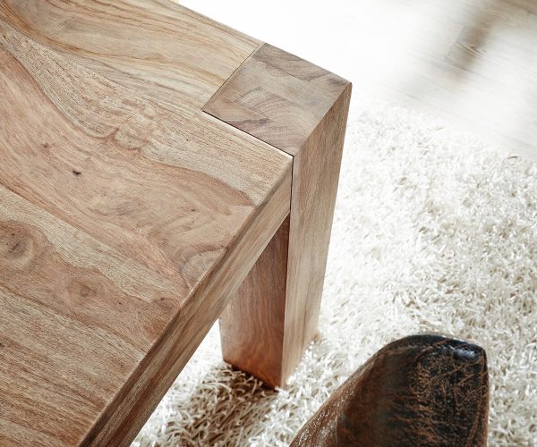 Jídelní stůl Indra přírodní sheesham 140x90 masivní podnož - Image 5