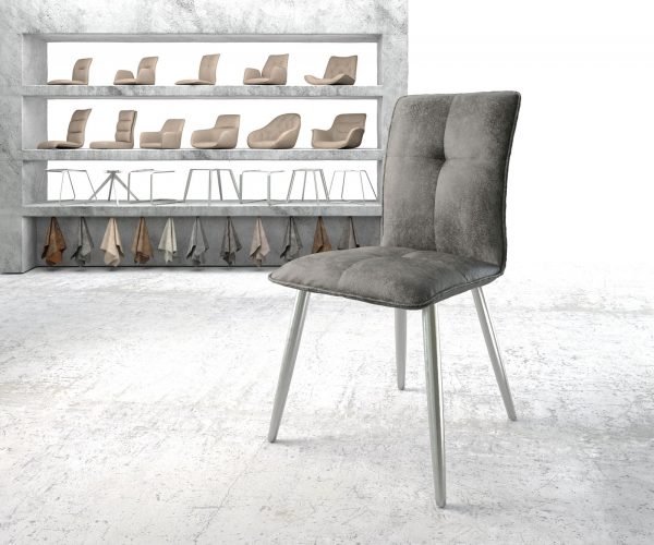 Jídelní židle Maddy-Flex Grey Antique 4-nohá kónická nerezová ocel