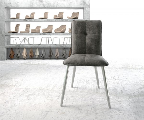 Jídelní židle Maddy-Flex Grey Antique 4-nohá kónická nerezová ocel - Image 2