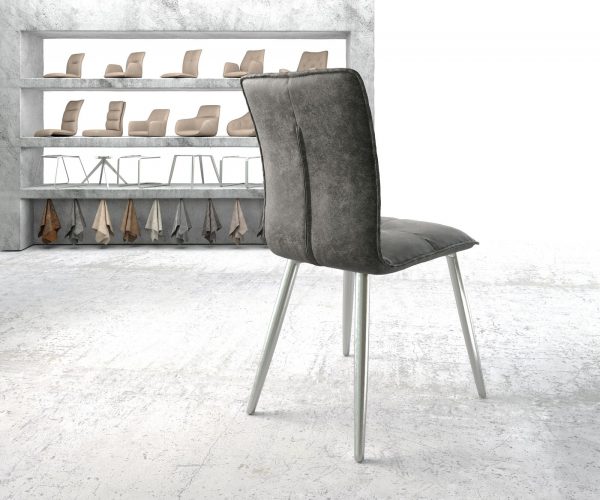Jídelní židle Maddy-Flex Grey Antique 4-nohá kónická nerezová ocel - Image 3