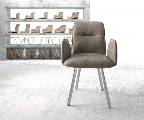 Jídelní židle Vinja-Flex taupe vintage oválná podnož z nerezové oceli - Image 2