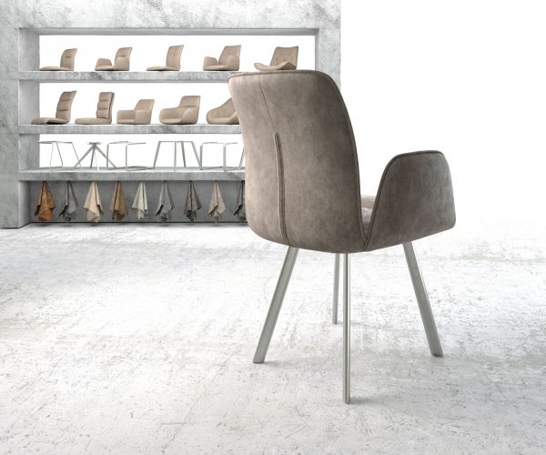 Jídelní židle Vinja-Flex taupe vintage oválná podnož z nerezové oceli - Image 3