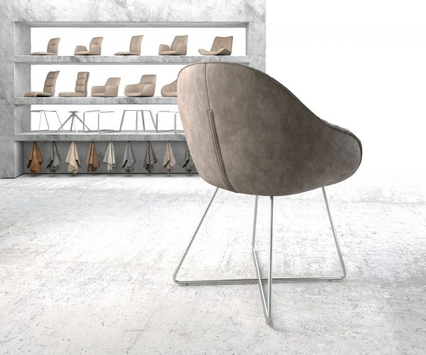 Jídelní židle Gaio-Flex taupe vintage podnož ve tvaru "X" z nerezové oceli - Image 3