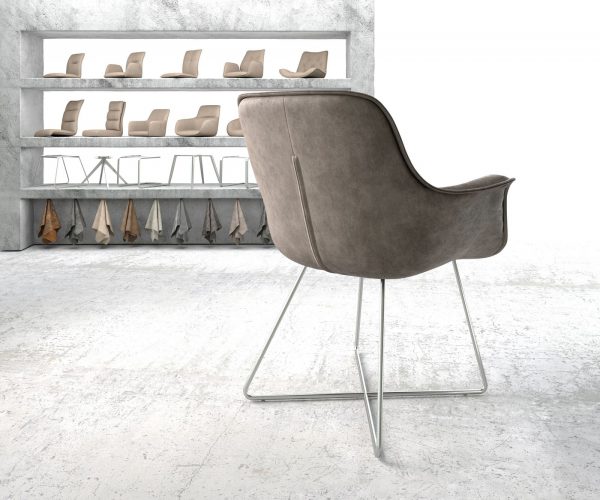 Jídelní židle Kaira-Flex taupe vintage podnož ve tvaru "X" z nerezové oceli - Image 3