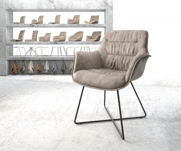 Jídelní židle Kaira-Flex taupe vintage podnož ve tvaru "X" černá