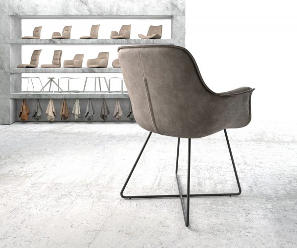 Jídelní židle Kaira-Flex taupe vintage podnož ve tvaru "X" černá - Image 3