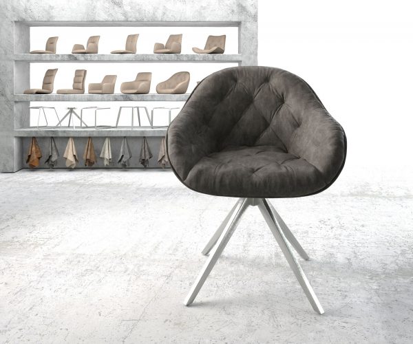 Otočná židle Gaio-Flex Anthracite Vintage Křížový rám lemovaný nerezovou ocelí - Image 2