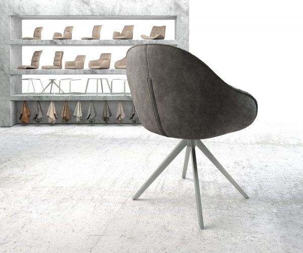 Otočná židle Gaio-Flex Anthracite Vintage Křížový rám lemovaný nerezovou ocelí - Image 3