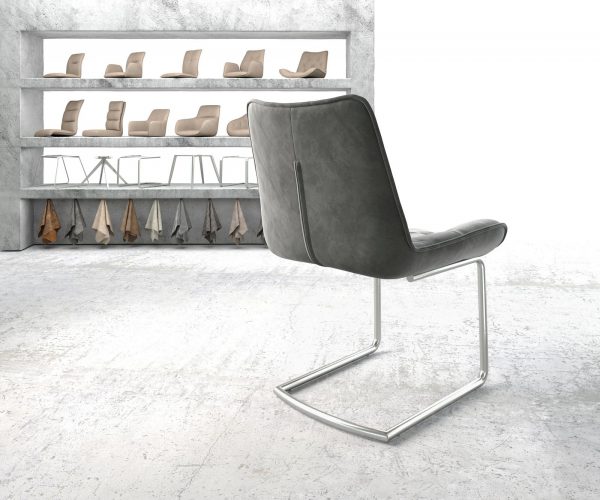 Jídelní židle Taimi-Flex Šedá Samet Cantilever Round z nerezové oceli - Image 3