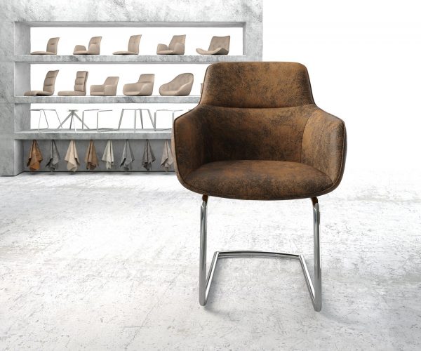 Jídelní židle Pejo-Flex Hnědá Vintage Cantilever Round chromovaná - Image 2