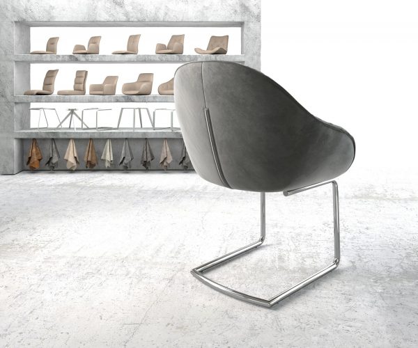 Křeslo Gaio-Flex Šedá Samet Cantilever Round chromované - Image 3