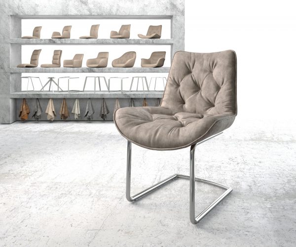 Jídelní židle Taimi-Flex Taupe Vintage Cantilever Round chromovaná
