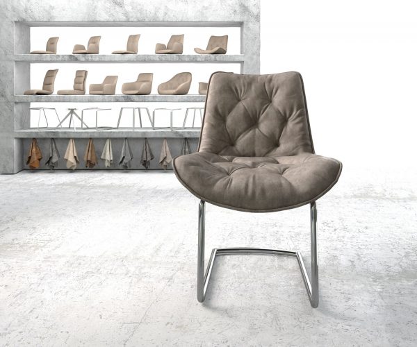 Jídelní židle Taimi-Flex Taupe Vintage Cantilever Round chromovaná - Image 2