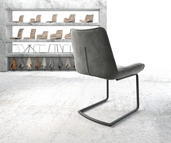 Jídelní židle Taimi-Flex Šedá Samet Cantilever Round Černá - Image 3