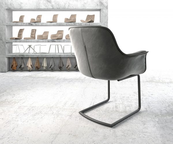 Křeslo Kaira-Flex Šedá Samet Cantilever Round Černá - Image 3