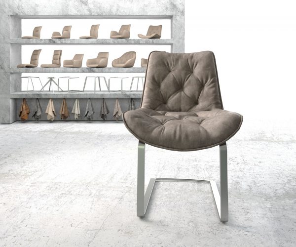 Jídelní židle Taimi-Flex taupe vintage konzolová podnož plochá nerezová ocel - Image 2