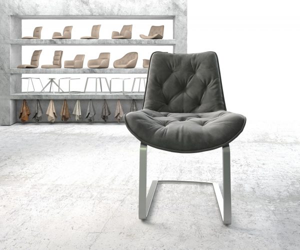 Jídelní židle Taimi-Flex Šedá Samet Cantilever Flat Nerezová Ocel - Image 2