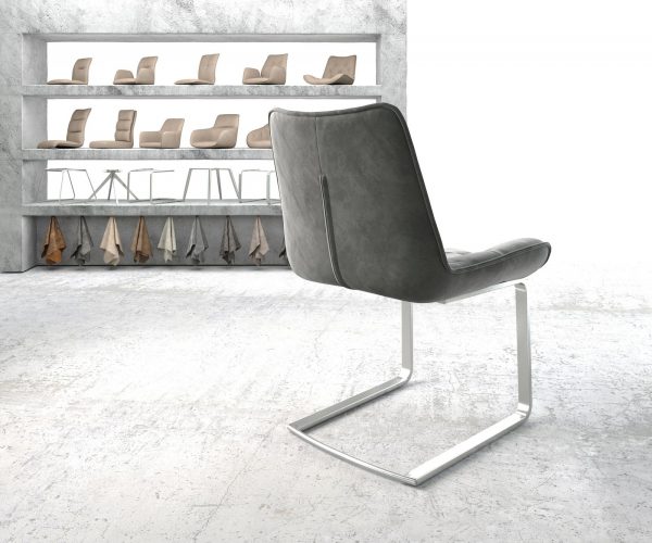 Jídelní židle Taimi-Flex Šedá Samet Cantilever Flat Nerezová Ocel - Image 3