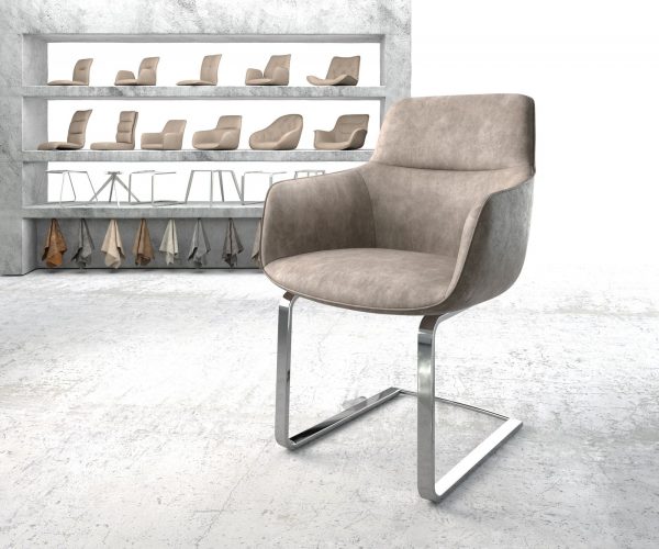 Jídelní židle Pejo-Flex Taupe Vintage Cantilever Flat Chrome-plated