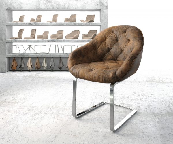 Křeslo Gaio-Flex Hnědá Vintage Cantilever Flat Pochromované