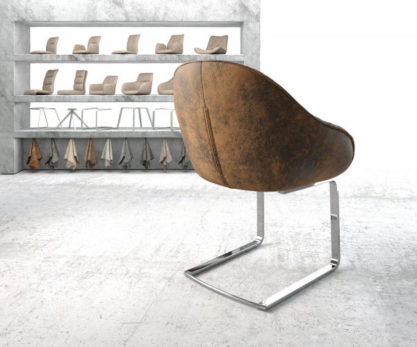 Křeslo Gaio-Flex Hnědá Vintage Cantilever Flat Pochromované - Image 3