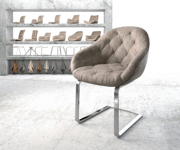 Křeslo Gaio-Flex Taupe Vintage Cantilever Flat Chrome-plated