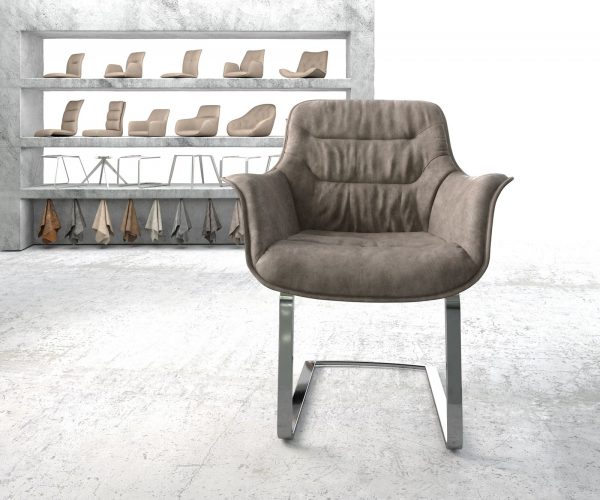 Křeslo Kaira-Flex Taupe Vintage Cantilever Flat Chrome-plated - Image 2