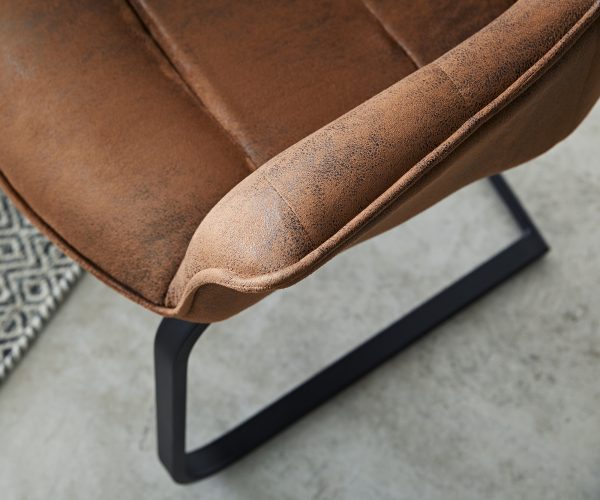 Jídelní židle Kaira-Flex hnědá vintage konzolová podnož plochá černá - Image 5