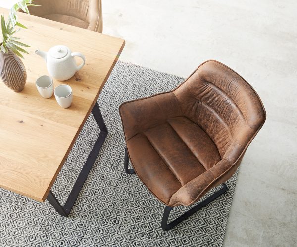 Jídelní židle Kaira-Flex hnědá vintage konzolová podnož plochá černá - Image 7