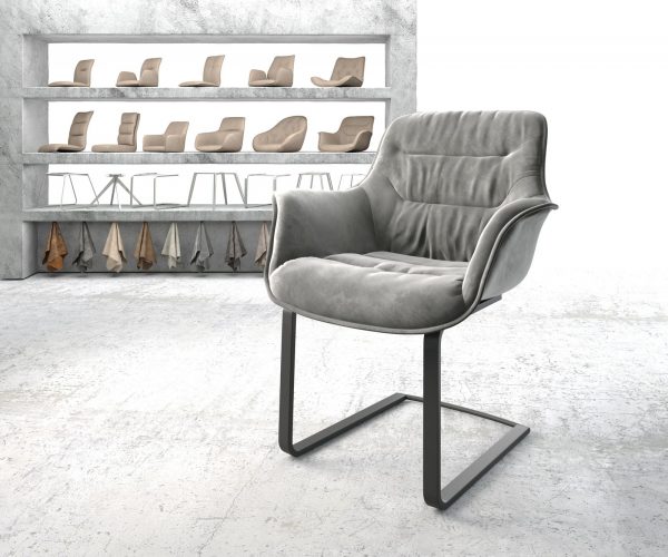 Křeslo Kaira-Flex Šedá Samet Cantilever Flat Černá