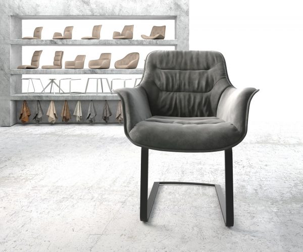 Křeslo Kaira-Flex Šedá Samet Cantilever Flat Černá - Image 2