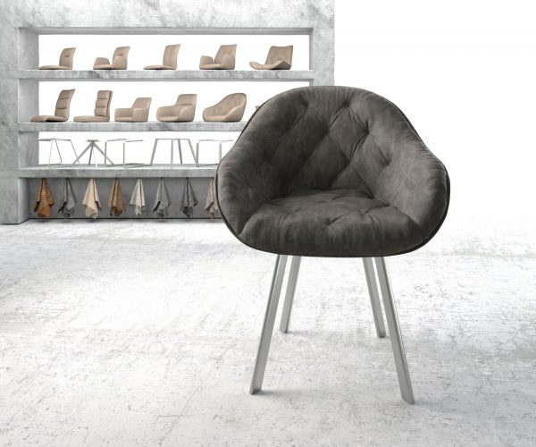 Křeslo Gaio-Flex Anthracite Vintage 4-nohé oválné z nerezové oceli - Image 2
