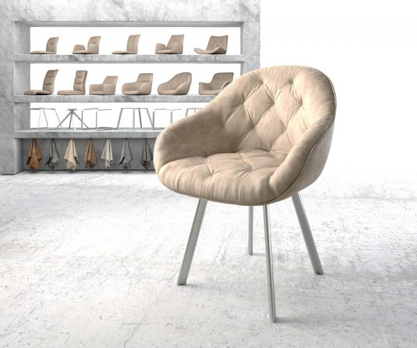 Jídelní židle Gaio-Flex béžová vintage oválná podnož nerezové oceli