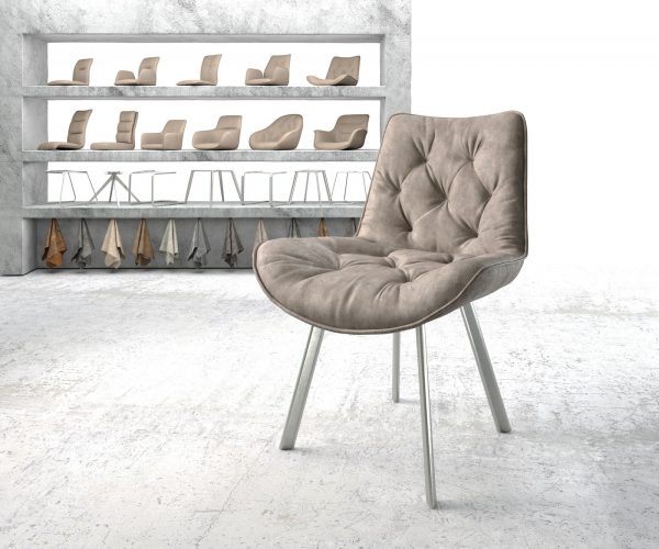 Jídelní židle Taimi-Flex taupe vintage oválná podnož z nerezové oceli