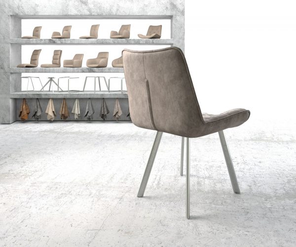 Jídelní židle Taimi-Flex taupe vintage oválná podnož z nerezové oceli - Image 3