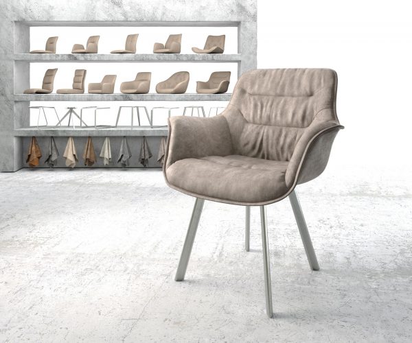 Jídelní židle Kaira-Flex taupe vintage oválná podnož z nerezové oceli