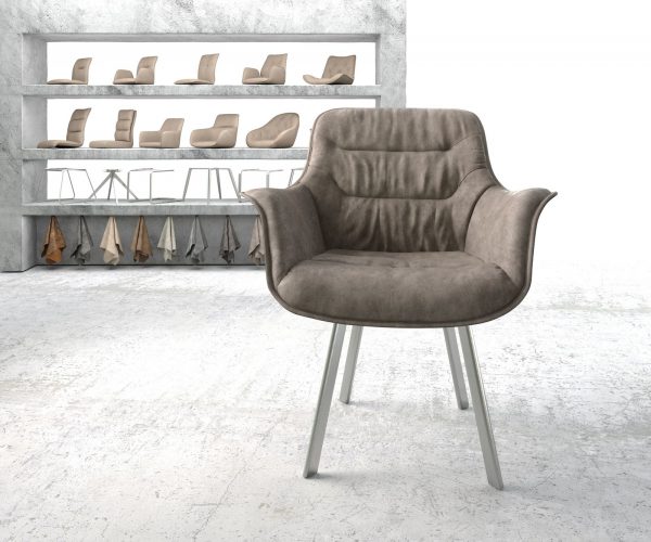 Jídelní židle Kaira-Flex taupe vintage oválná podnož z nerezové oceli - Image 2