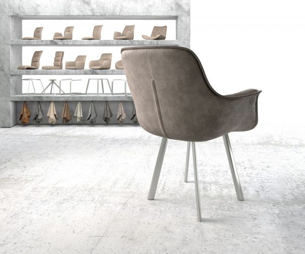 Jídelní židle Kaira-Flex taupe vintage oválná podnož z nerezové oceli - Image 3